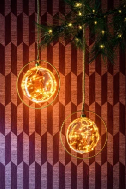 Intratuin Lumineo Beleuchtete Kugel im Ring mit LEDs orange D 20 cm| Weihnachtsdeko Zum Aufhängen