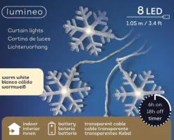 Intratuin Lumineo Lichterkette Schneeflocken transparent mit 8 LEDs warmweiß 105 cm| Motiv-Lichterketten