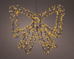 Intratuin Lumineo Weihnachtsanhänger Schleife schwarz mit Beleuchtung 38 x 4,5 x 34 cm| Weihnachtsdeko Zum Aufhängen