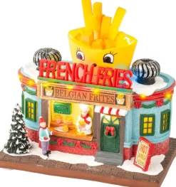 Intratuin Lumineo Weihnachtsdorf Miniatur Pommes (Snackbar) 12 x 19,5 x 16 cm| Weihnachtshäuschen