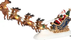 Intratuin Luville Weihnachtsdorf Figur Weihnachtsmann mit Schlitten 34 x 7 x 15 cm| Weihnachtsdorf Figuren & Objekte