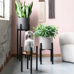 Intratuin Mica Decorations Blumentopf-Ständer Ascot schwarz 37,5 x 37,5 x 95 cm| Blumenständer