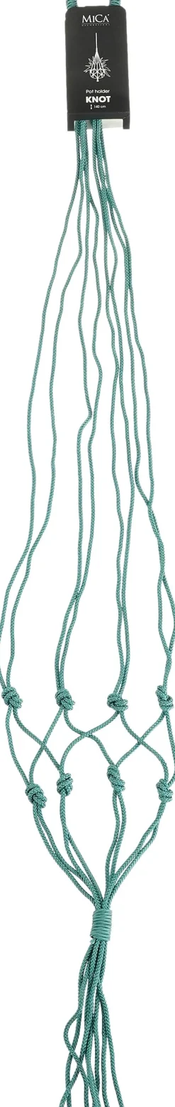 Intratuin Mica Decorations Makramee Blumenampel Knoten blaugrün H 140 cm| Blumenampeln & Pflanzenhalter