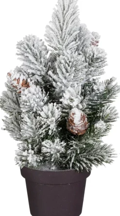 Intratuin Mica Decorations Mini-Weihnachtsbaum Ivo mit Schnee und Zapfen D 7,5 H 24 cm| Weihnachtsfiguren & -Objekte