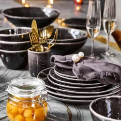 Intratuin Mica Decorations Teller Tabo schwarz D 26,5 H 3 cm| Geschirr & Gläser