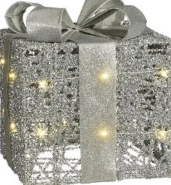 Intratuin Mica Decorations Weihnachtsdeko Geschenk silber 15 x 15 x 18 cm| Weihnachtsfiguren & -Objekte