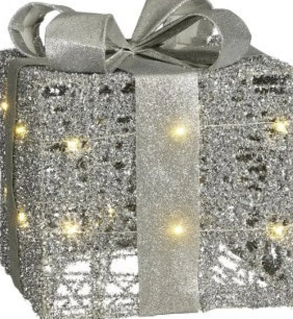 Intratuin Mica Decorations Weihnachtsdeko Geschenk silber 15 x 15 x 18 cm| Weihnachtsfiguren & -Objekte