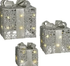 Intratuin Mica Decorations Weihnachtsdeko Geschenk silber 15 x 15 x 18 cm| Weihnachtsfiguren & -Objekte