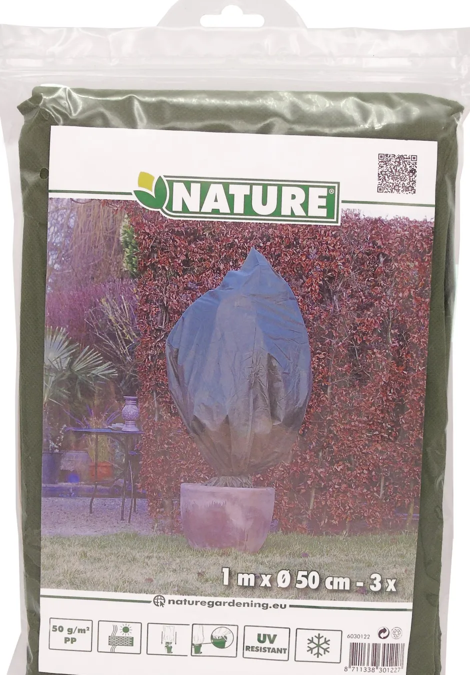 Intratuin Nature Winterschutz-Haube mit Schnur D 50 cm x 1m 50 g/m² 3 St. grün| Pflanzenschutz|Winterschutz