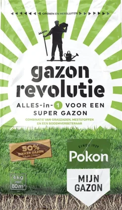 Intratuin Pokon 3-in-1 Rasensamen, Rasendünger & Bodenverbesserer 4 kg| Dünger & Pflege|Rasen- & Blumendünger