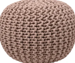 Intratuin Pouf Strick beige D 40 H 40 cm| Poufs