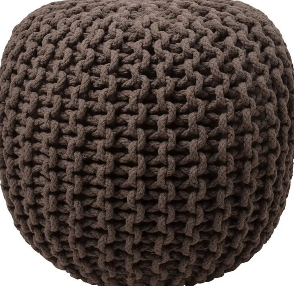 Intratuin Pouf Strick grau D 40 H 40 cm| Poufs