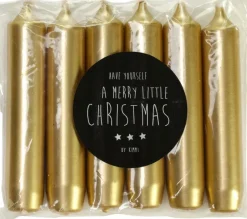 Intratuin Rustik Lys Stabkerze Cadeau gold 5 Std. 6 St.| Stabkerzen