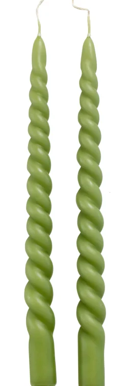 Intratuin Rustik Lys Stabkerzen Swirl grün 8,5 Std. 2 St.| Stabkerzen