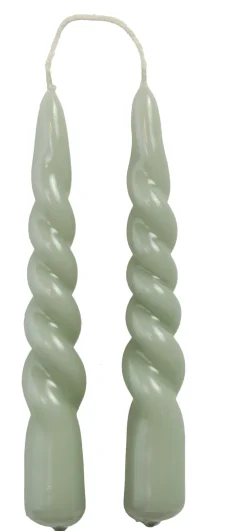 Intratuin Rustik Lys Stabkerzen Swirl mini grün 4 Std. 2 St.| Stabkerzen