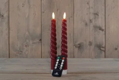 Intratuin Rustik Lys Stabkerzen Swirl bordeaux 8,5 Std. 2 St.| Led Kerzen