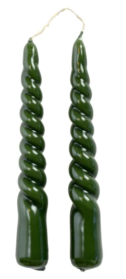 Intratuin Rustik Lys Stabkerzen Swirl mini grün 4 Std. 2 St.| Stabkerzen