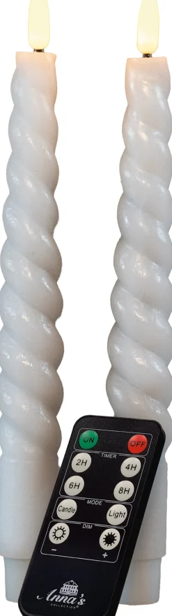 Intratuin Rustik Lys Stabkerzen Swirl weiß 8,5 Std. 2 St.| Led Kerzen