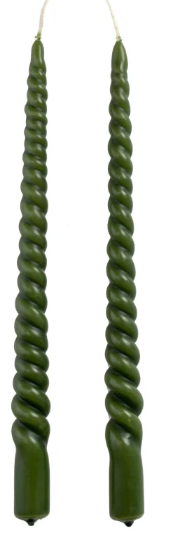 Intratuin Rustik Lys Stabkerzen Swirl grün 8,5 Std. 2 St.| Stabkerzen