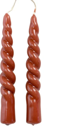 Intratuin Rustik Lys Stabkerzen Swirl mini rot 4 Std. 2 St.| Stabkerzen