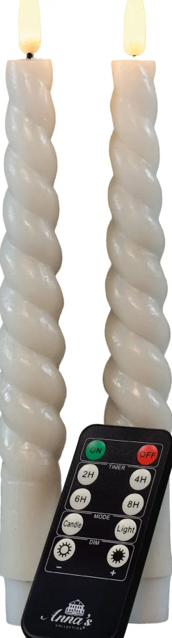 Intratuin Rustik Lys Stabkerzen Swirl creme 8,5 Std. 2 St.| Led Kerzen