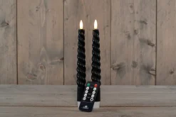 Intratuin Rustik Lys Stabkerzen Swirl schwarz 8,5 Std. 2 St.| Led Kerzen