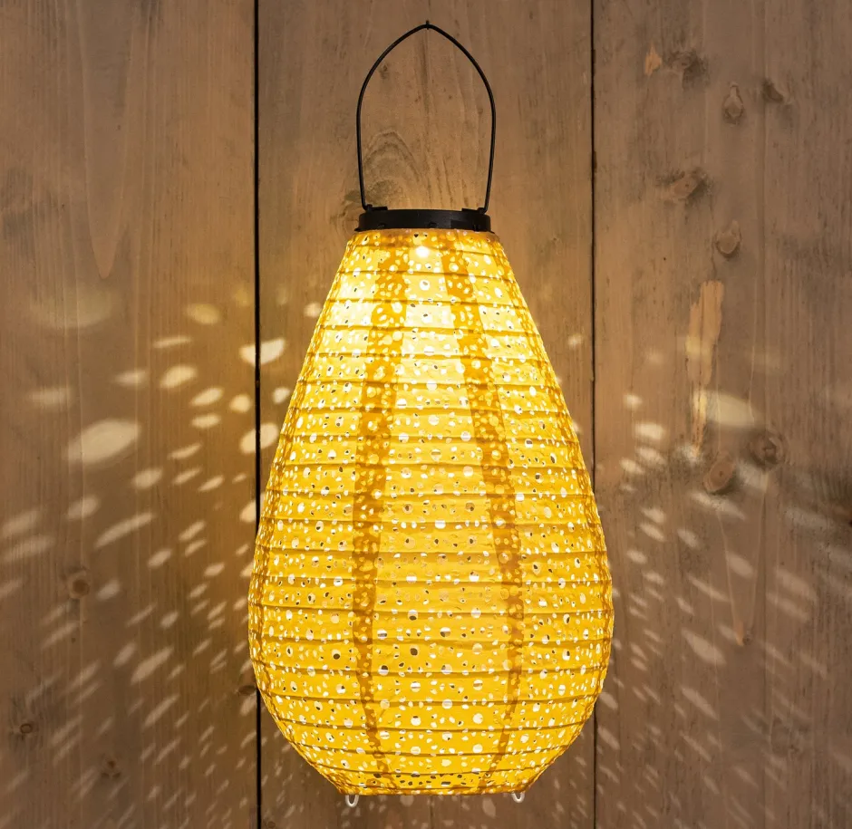 Intratuin Solarleuchte Marrakesh gelb D 20 H 29 cm| Solar Gartenleuchten|Außenleuchten Hängend