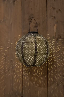 Intratuin Solarleuchte Marrakesh grau D 25,5 H 25,5 cm| Solar Gartenleuchten|Außenleuchten Hängend