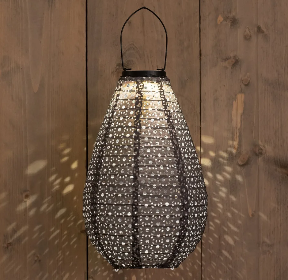 Intratuin Solarleuchte Marrakesh grau D 20 H 29 cm| Solar Gartenleuchten|Außenleuchten Hängend