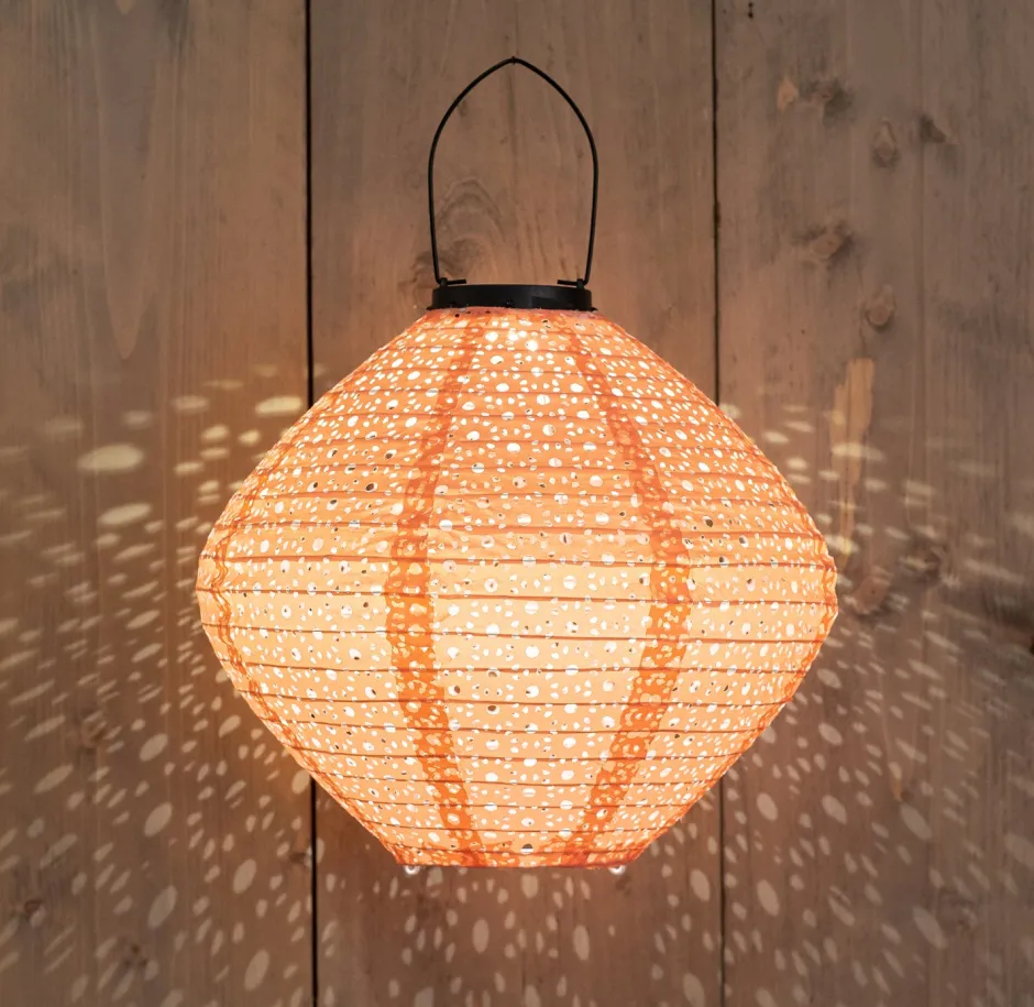 Intratuin Solarleuchte Marrakesh rosa D 29 H 25 cm| Solar Gartenleuchten|Außenleuchten Hängend