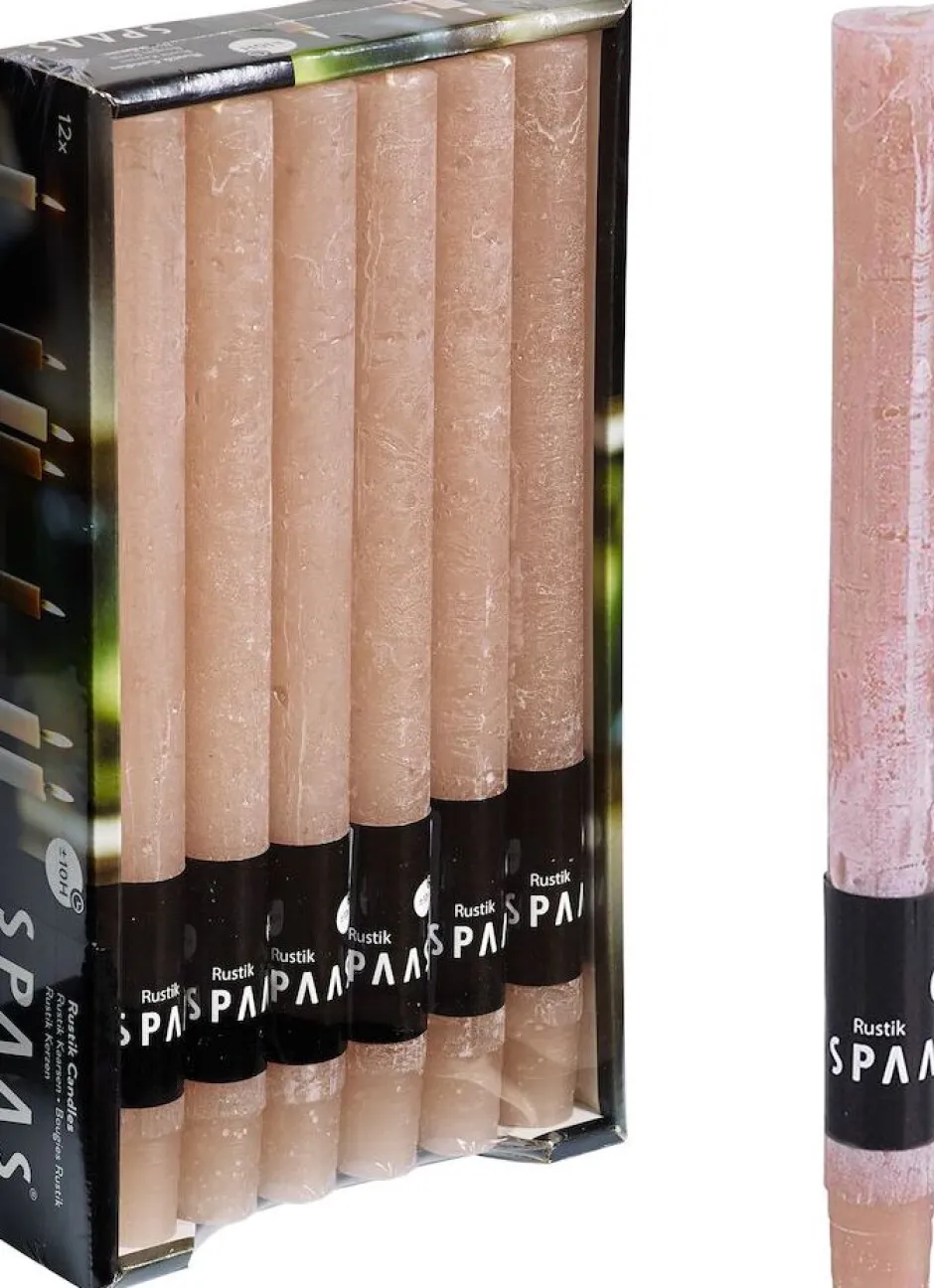 Intratuin Spaas Stabkerzen Rustic beige H 25 cm 12 St.| Stabkerzen