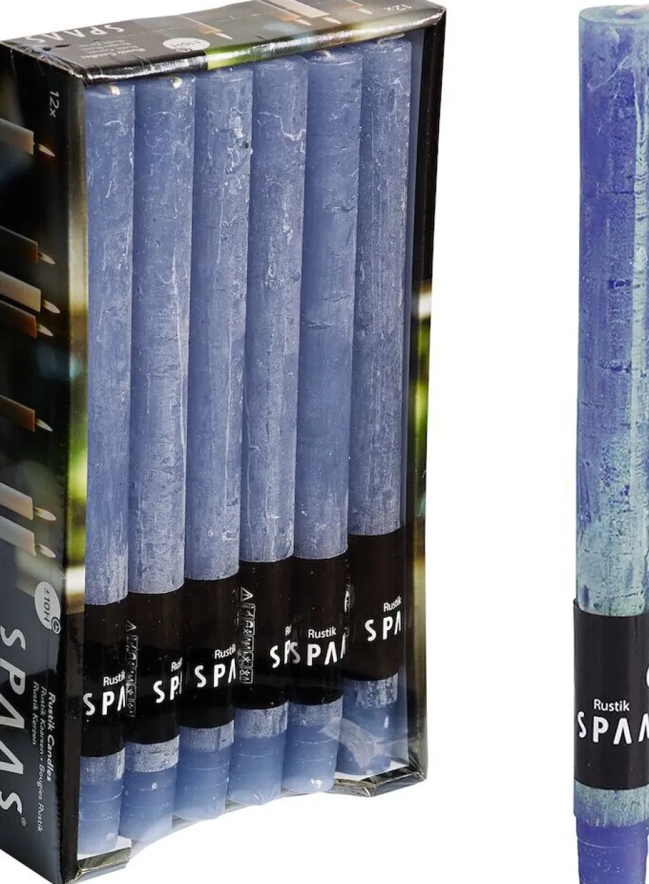 Intratuin Spaas Stabkerzen Rustic grau-blau H 25 cm 12 St.| Stabkerzen