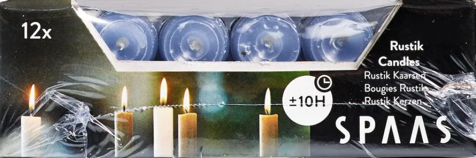 Intratuin Spaas Stabkerzen Rustic grau-blau H 25 cm 12 St.| Stabkerzen