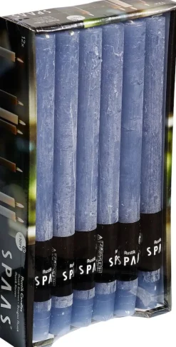 Intratuin Spaas Stabkerzen Rustic grau-blau H 25 cm 12 St.| Stabkerzen