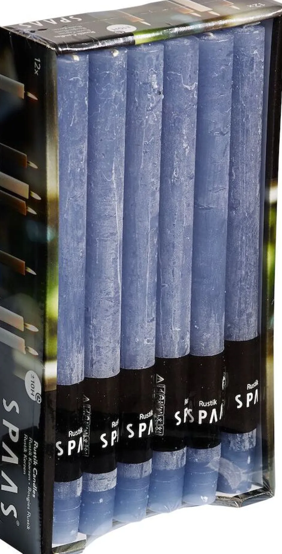 Intratuin Spaas Stabkerzen Rustic grau-blau H 25 cm 12 St.| Stabkerzen