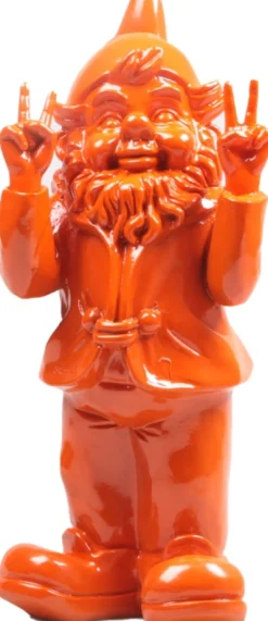 Intratuin Stoobz Design Gartenzwerg Peace orange 11 x 13 x 31 cm| Gartenzwerge & -Figuren
