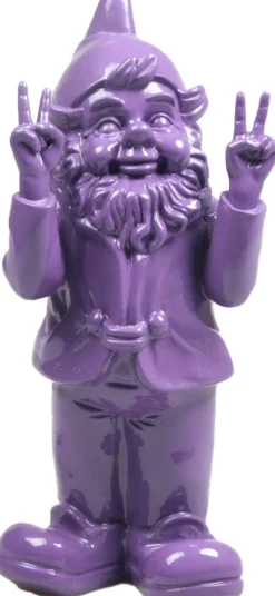 Intratuin Stoobz Design Gartenzwerg Peace lila 11 x 13 x 31 cm| Gartenzwerge & -Figuren