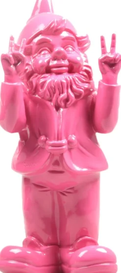 Intratuin Stoobz Design Gartenzwerg Peace rosa 11 x 13 x 31 cm| Gartenzwerge & -Figuren