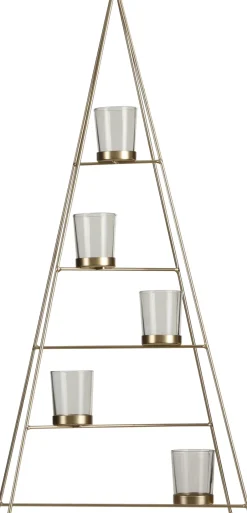 Intratuin Teelichthalter Baum gold 31 x 12 x 68 cm| Teelichthalter