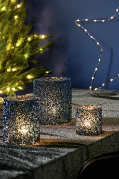 Intratuin Teelichthalter Strass Lois blau D 8,5 H 8 cm| Teelichthalter