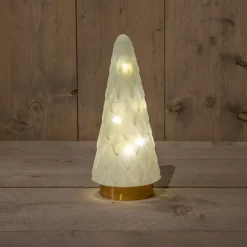 Intratuin Tischleuchte Weihnachtsbaum weiß mit 10 LEDs warmweiß D 10,5 H 24,5 cm| Weihnachtsfiguren & -Objekte|Weihnachtsleuchten