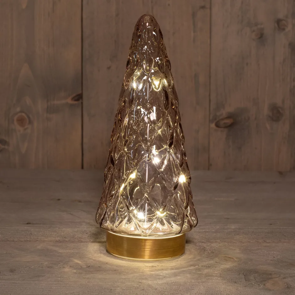 Intratuin Tischleuchte Weihnachtsbaum rosa mit 10 LEDs warmweiß D 10,5 H 24,5 cm| Weihnachtsfiguren & -Objekte|Weihnachtsleuchten