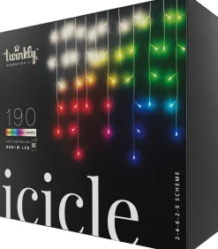 Intratuin Twinkly Eisregen-Lichterkette mit App 190 LEDs bunt und warmweiß 5 m| Weihnachtsbaumbeleuchtung|Eisregen Lichterketten