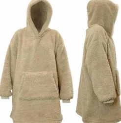 Intratuin Unique Living Hoodie Deckenpulli mit Kapuze Teddy grau onesize| Pullover