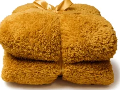 Intratuin Unique Living Plaid Teddy gelb 150 x 200 cm| Decken & Plaids