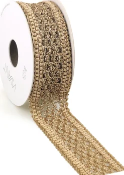 Intratuin Vivant Weihnachtsband Prestige gold 300 x 4 cm| Weihnachtsschleifen Und -Bänder