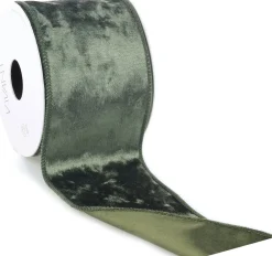 Intratuin Vivant Weihnachtsband Velvet grün 300 x 7 cm| Weihnachtsschleifen Und -Bänder
