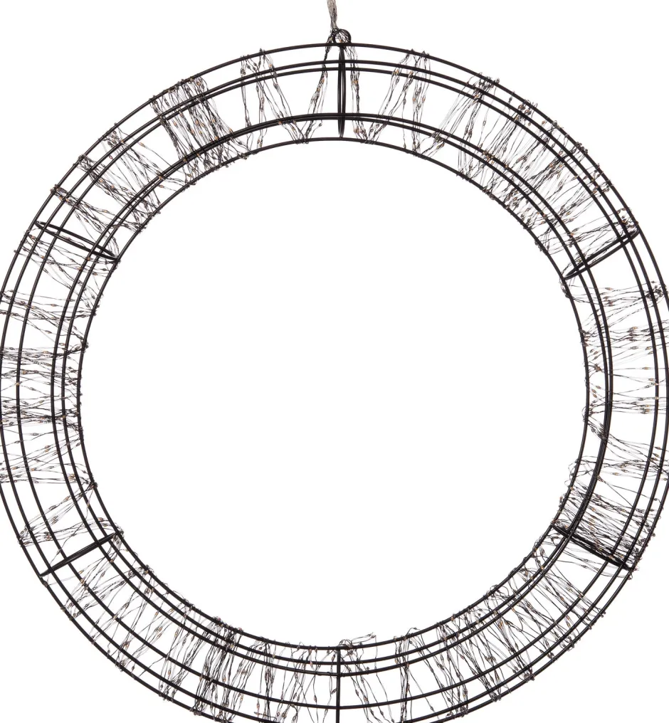 Intratuin Weihnachtsanhänger Kranz schwarz mit 1200 LEDs warmweiß D 56 cm| Weihnachtsfiguren (Außen)