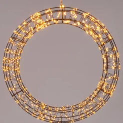 Intratuin Weihnachtsanhänger Kranz schwarz mit 1200 LEDs warmweiß D 56 cm| Weihnachtsfiguren (Außen)