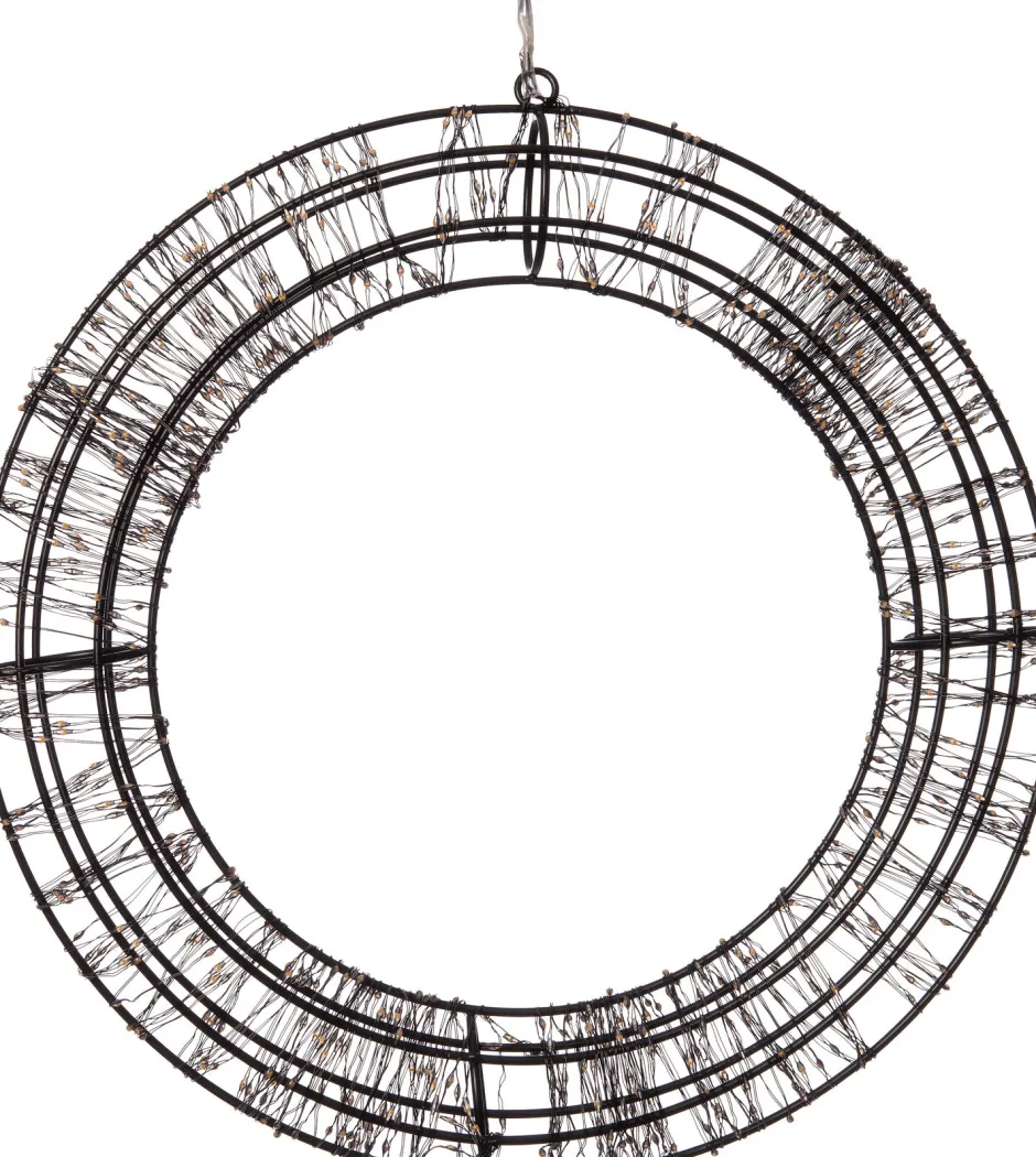 Intratuin Weihnachtsanhänger Kranz schwarz mit 800 LEDs warmweiß D 36 cm| Weihnachtsfiguren (Außen)